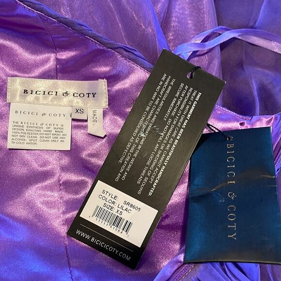 BICICI & COTY One Shoulder Purple Gown Beads Accent Size XS Special Occasion - Picture 11 of 14
